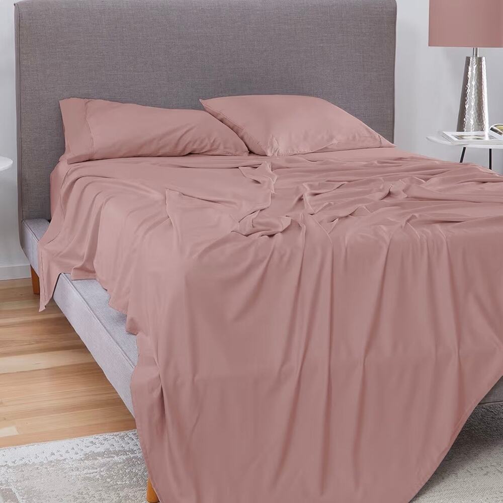 Bedgear Blush Pink Basic Comfort Lightweight Breathable Queen Bed Sheet Set